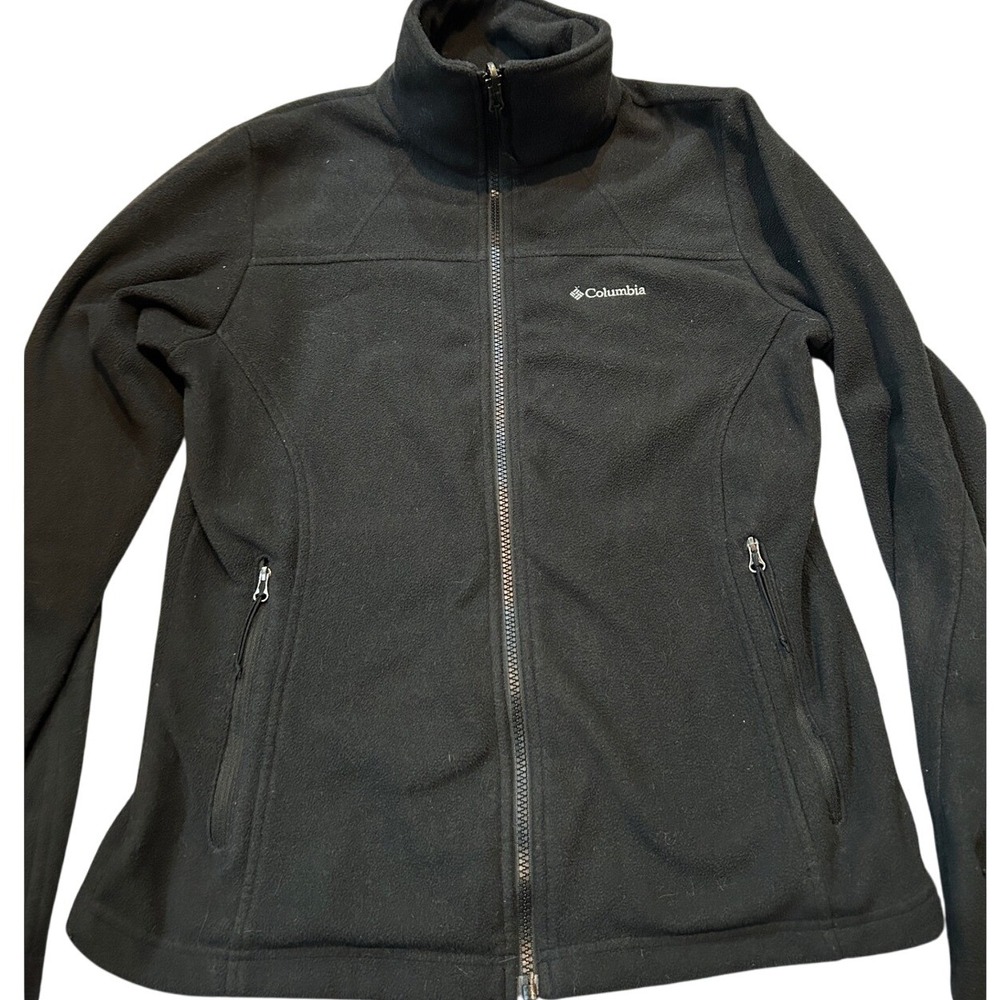 Columbia Fleece Jacket Full Zip Up Black Womens M Medium